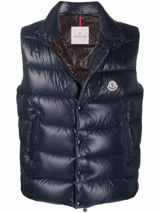 Moncler Tibb high-neck gilet - men - Feather Down/Polyamide/Polyamide - 3 - Blue