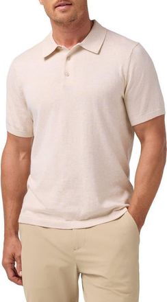 Mizzen+Main Ashe Cotton Blend Performance Sweater Polo in Oat Heather at Nordstrom, Size Xx-Large