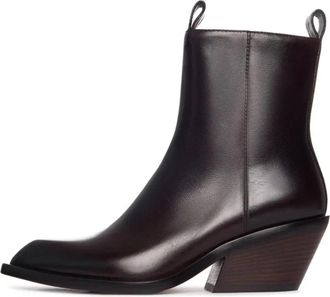 Cesare Gaspari Westerse rand enkellaarsjes - Dames - Cowboylaarzen - Bruin - 41 EU - Leer - Schoenen