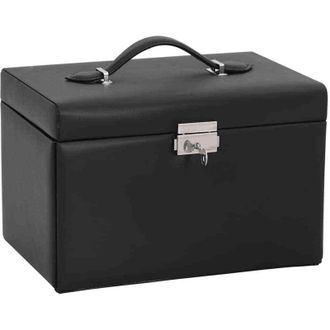 vidaXL Portagioie a 3 Strati con Specchio Bloccabile Nero 26x18x17,5cm - Vidaxl