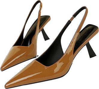 Generic Women Patent Leather Kitten Heel Sandals Summer Casual Back Strap Hollow Dress Shoes