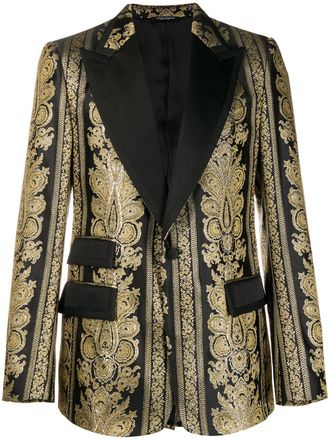 Dolce & Gabbana jacquard casino tuxedo jacket - men - Polyester/Metallic Fibre/Silk/Acetate/Silk - 46 - Black