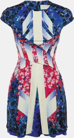 Peter Pilotto Blue Abstract Print Silk Mira Mini Dress