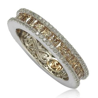 Suzy Levian Sterling Silver Princess Cut Brown Cubic Zirconia Eternity Band