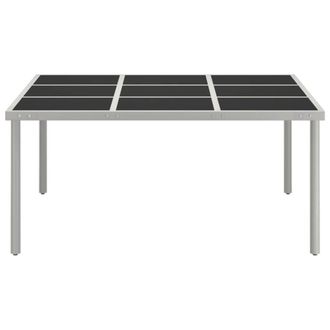 Berkfield Home Garden Dining Table 170x170x74.5 cm Glass & Steel in Black
