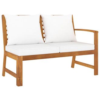 vidaXL Vidaxl - Banco De Jard&iacute;n Madera De Acacia Y Cojines Color Crema 114,5 Cm