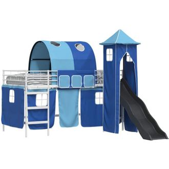 vidaXL KidsLoft Bed Frame White and Blue 79.5 x 200 cm Metal vidaXL