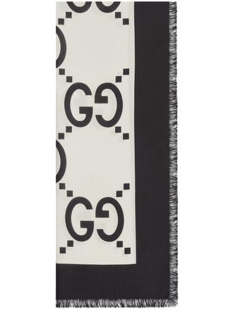 Gucci Sjaal met logoprint - Wit