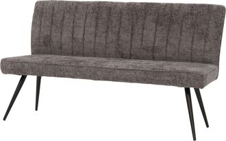 Hhg Non Utilizzato] Panca Hhg 187, Panca Per Sala Da Pranzo Imbottita, Schienale Stoffa/tessuto Ciniglia Metallo 160cm, Grigio Marrone