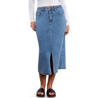Wash Lab Denim Lucy Denim Midi Skirt in Denim Dream at Nordstrom, Size 27