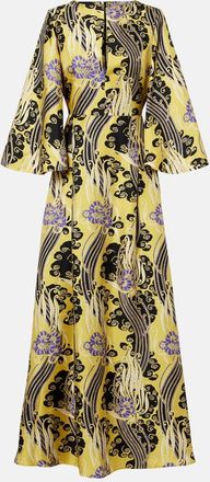 La DoubleJ Belle cutout printed silk maxi dress