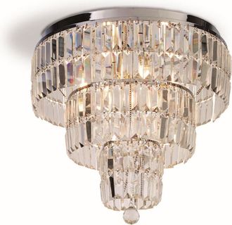 Searchlight Empire Plaf&oacute;n De 6 Luces, Cromo Y Cristal Transparente, Ip44