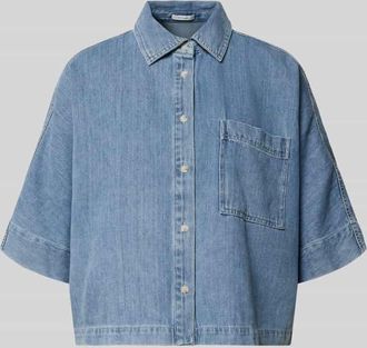 OPUS Relaxed Fit Jeansbluse mit Brusttasche Modell Fyndra in Jeansblau, Gr&ouml;&szlig;e 38