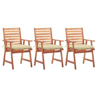 vidaXL Vidaxl - Sillas Comedor De Jard&iacute;n 3 Uds Madera Maciza Acacia Con Cojines
