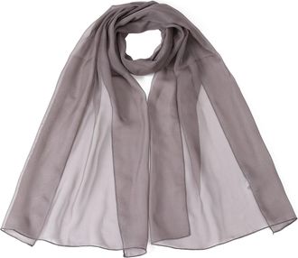 World of Shawls Elegant Sheer Chiffon Scarf Wrap Soft Plain Neck Wrap Idea for Weddings & Evening Dresses 45x160cm (Grey)