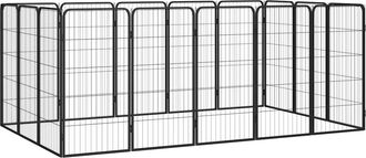 vidaXL Jaula Perros 16 Paneles Acero Recubierto Polvo Negro 50x100 Cm Vidaxl