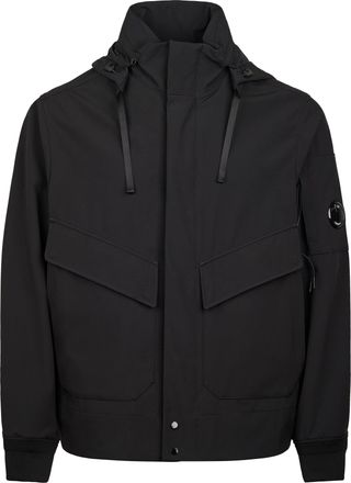 C.P. Company Matte Black Hooded Jacket with Distinctive Lens Detail