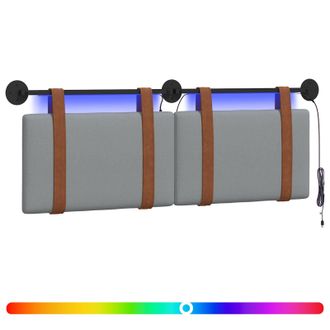 vidaXL Cabecero Colgante Con Luz Led Gris Claro Pu Antiguo Vidaxl