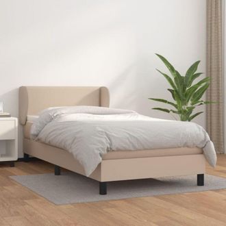 vidaXL Cama Box Spring Con Colch&oacute;n Cuero Sint&eacute;tico Capuchino 80x200 Cm Vidaxl