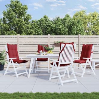 vidaXL Cojines De Silla Con Respaldo Alto 4 Uds Tela Oxford Rojo Tinto Vidaxl