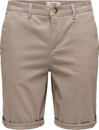 Only & Sons Shorts ONLY & SONS ONSSAUL 0573 SHORTS NOOS, Herren, Gr. XXL, N-Gr, desert taupe, Web, Obermaterial: 98% Baumwolle, 2% Elasthan, unifarben, regular fi