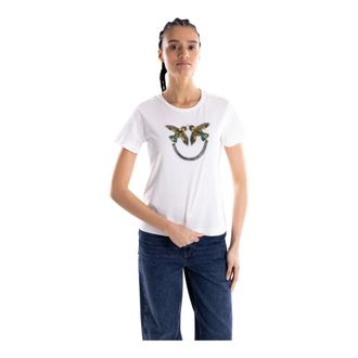 Pinko Pinko, Tops, Dames, Wit, S, Katoen, Quentin Jersey T-shirt