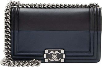 Chanel Black Bicolor Calfskin Old Medium Boy Bag (Authentic Pre-Loved)