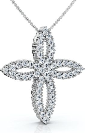 Pompeii3 1/2Ct TW Diamond Cross Religious 10k Gold Lab Grown 18 Necklace