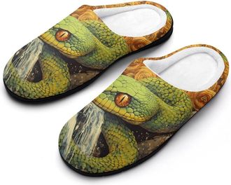 Generic Psychedelic Waterfall Green Snake Mens Slippers House Slipper Anti-skid Sole Indoor Shoes Outdoor Comfort Cotton