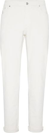 Brunello Cucinelli Jeans con applicazione logo - Bianco
