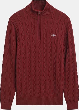 GANT Mens Gant Cotton Cable Half Zip Fleece in Red