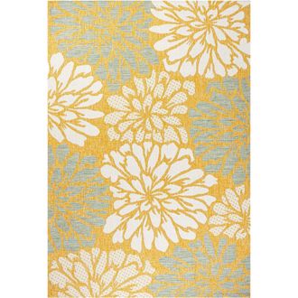 Jonathan Y Designs Zinnia Modern Floral Textured Weave Indoor/Outdoor Area Rug in Yellow/cream at Nordstrom, Size 5Ft 0In X 5Ft 0In