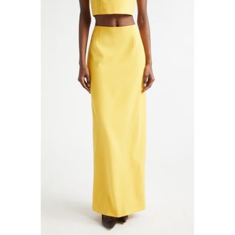 Carolina Herrera Stretch Virgin Wool Column Skirt in Daffodil at Nordstrom, Size 16