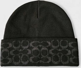 Coach Mens Coach Logo Beanie Black