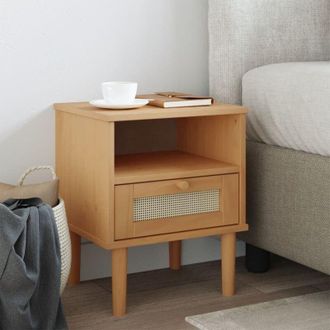 vidaXL Furniture Limited - Mesita Noche Senja Aspecto Rat&aacute;n Madera Pino