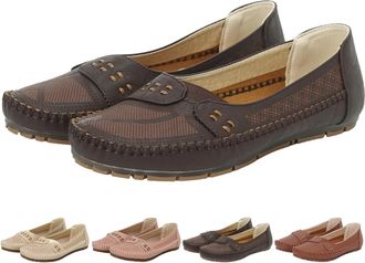 Generic Orthopedic Loafers for Women, Wide Fit Slip On Casual Comfortable Sneakers, Lightweight Non-Slip Walking Shoes for Business Work Office Dress (Brown,6