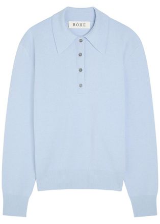 R&oacute;he Compact Wool and Cashmere-blend Polo top - Light Blue - 34 (UK6 / XS)