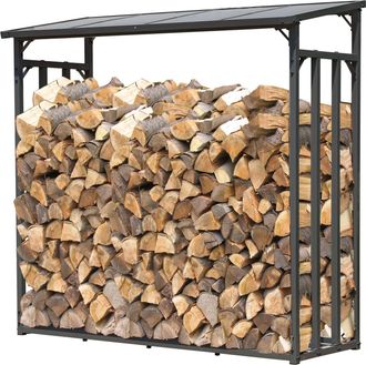 Quick-Star Quick-star - Metall Kaminholzregal Anthrazit 143 X 70 X 145 Cm Garten Kaminholzunterstand 1,4 M&sup3; / 2 Srm Kaminholzlager Stapelhilfe Aussen