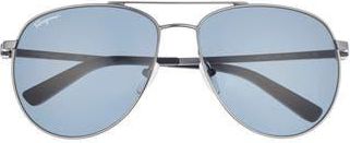 Ferragamo 60mm Aviator Sunglasses in Dark Gun at Nordstrom Rack