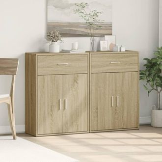 Berkfield Home Sideboards 2 pcs Sonoma Oak 60x30x84 cm Engineered Wood in Light Tan | Size: 60 x 30 x 84 cm