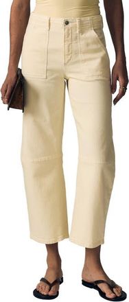 LE JEAN Petite Utility Soft Barrel Jeans in Lemon Yellow at Nordstrom, Size 32