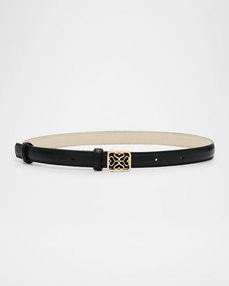 Strathberry Monogram Metal Leather Skinny Belt