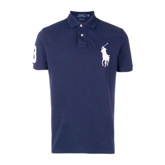 Polo Ralph Lauren Tops, Heren, Blauw, M, Katoen, Big Pony Custom Slim Fit Mesh Polo