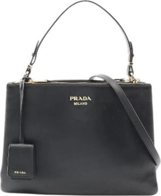 Prada Pre-owned NEW CAL Leren Tote Bag - Dames - Vintage Handtas - Zwart - ONE Size - Leer - Vintage