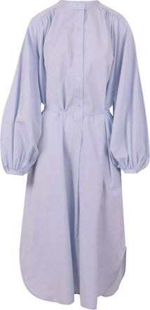 Loulou Studio Kleedjes, Dames, Blauw, M, Katoen, Popeline Shirt Dress