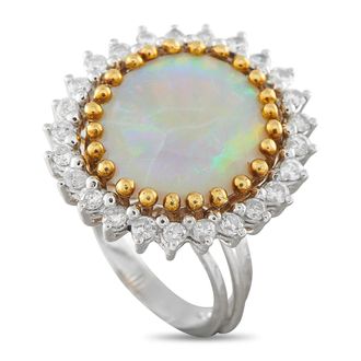 Luxury Bazaar Platinum 0.80ct Diamond and Opal Cocktail Ring MF06-082526