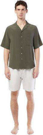 Onia Silk Vacation Short Sleeve Shirt in Dark Olive at Nordstrom, Size Xx-Large