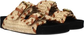 Isabel Marant Womens Beige Raffia Slippers