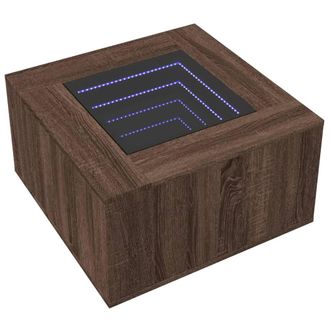 Berkfield Home Decorative Coffee Table with LED Brown Oak 60x60x40 cm Engineered Wood | Size: 60 x 60 x 40 cm