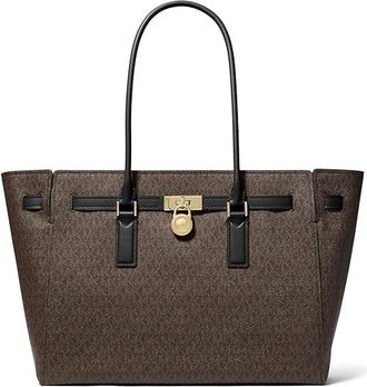 Michael Kors Hamilton Moderne Large Tote Tote Womens Handbags Brown/Black, Synthetic